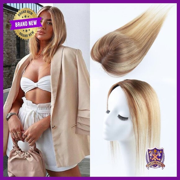 Real Human Hair Topper 12 Inch Clip In Lace Base Hairpiece